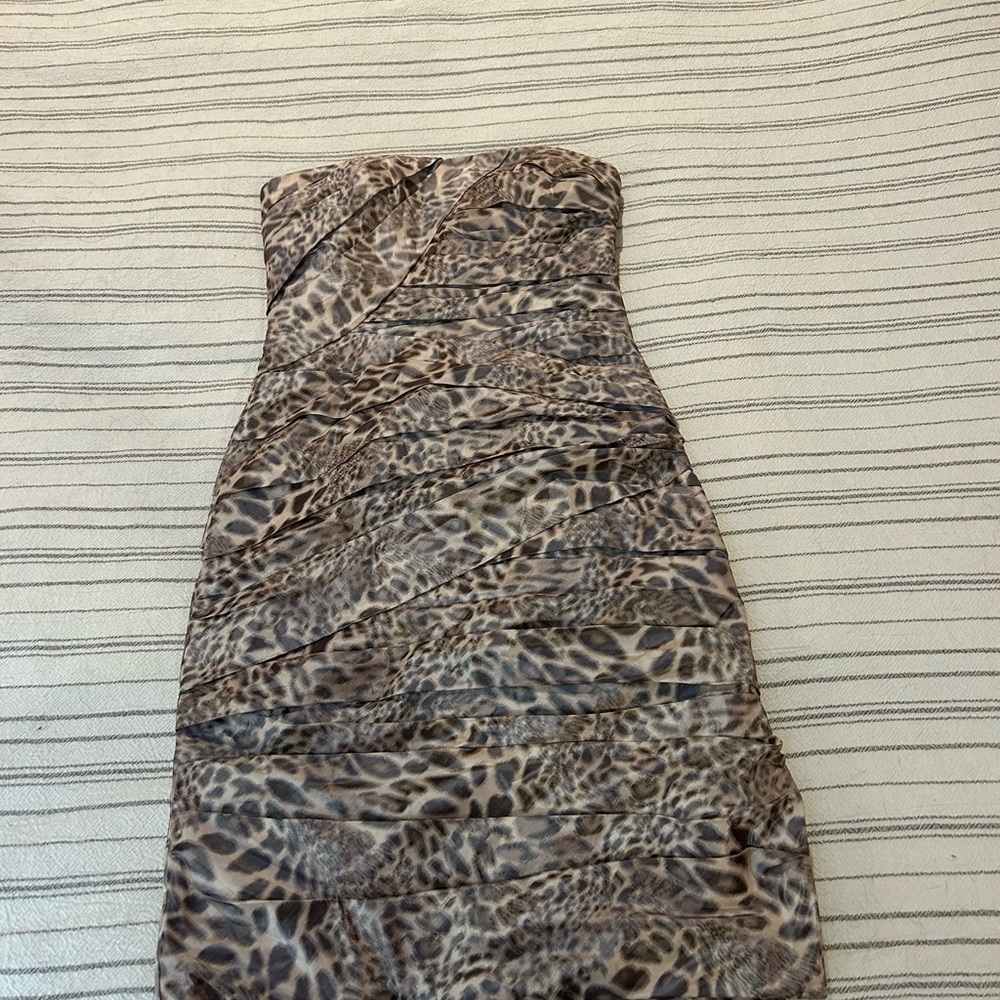 Monique Lhuillier Brown Strapless Dress